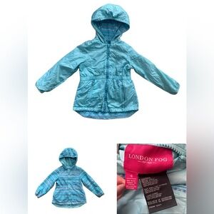 London Fog Reversible Hooded Anorak Jacket Kids Girl, Light Ice Blue size 6